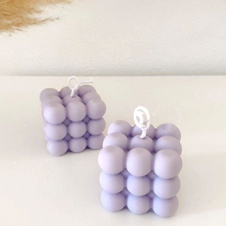 Handmade Soy Wax Lavender Bubble Candle Decor Set of 2